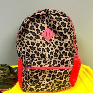 NWOT Leopard and peach backpack